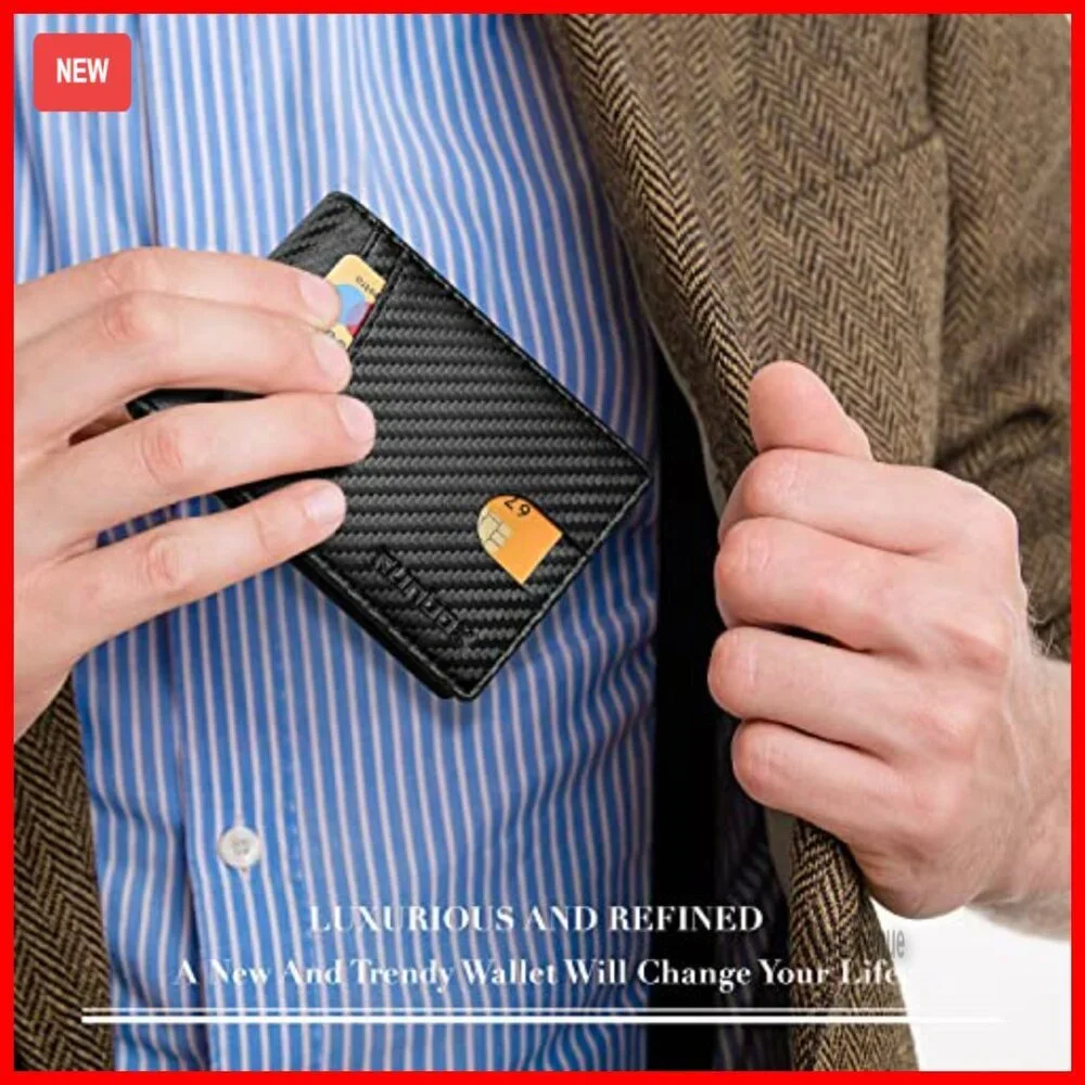 Slim RFID Leather Wallet with 2 ID Windows and 15 Card Slots